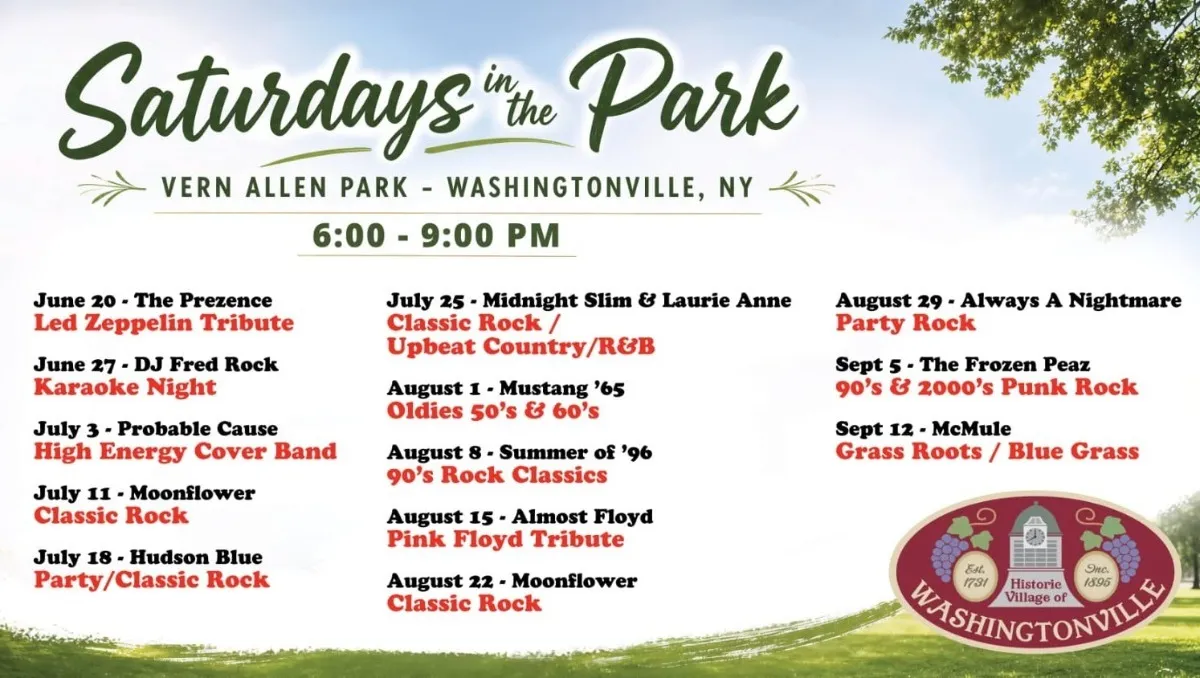 Village of Washingtonville "Saturdays in the Park" Summer Concerts
