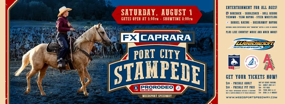 Port City Stampede All-American Pro Rodeo presented by FX Caprara Car Companies