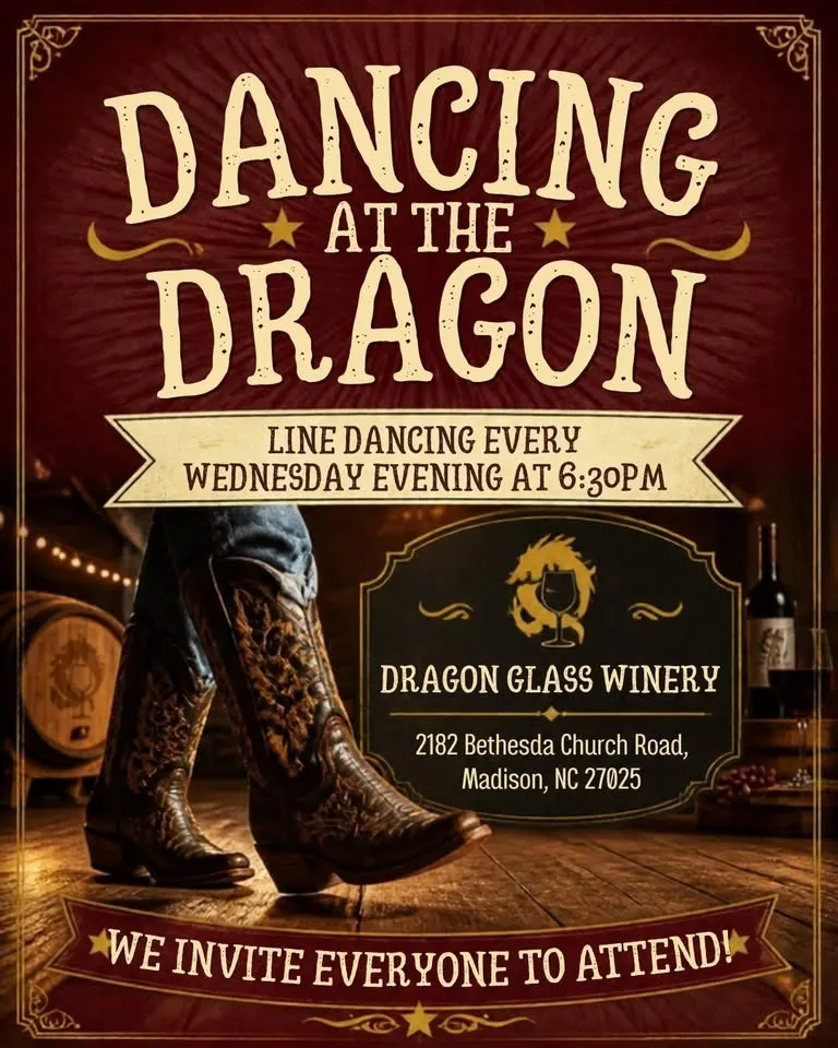 Line Dancing at Dragon Glass Winery Every Wednesday Evening
