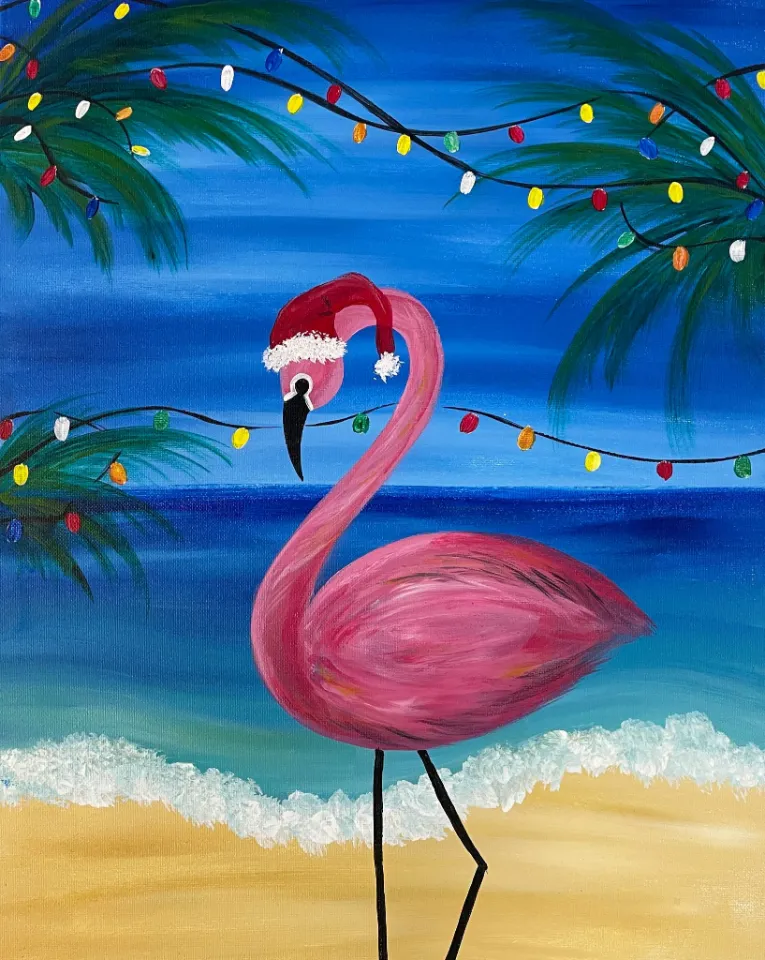 Christmas Flamingo Paint & Sip Class