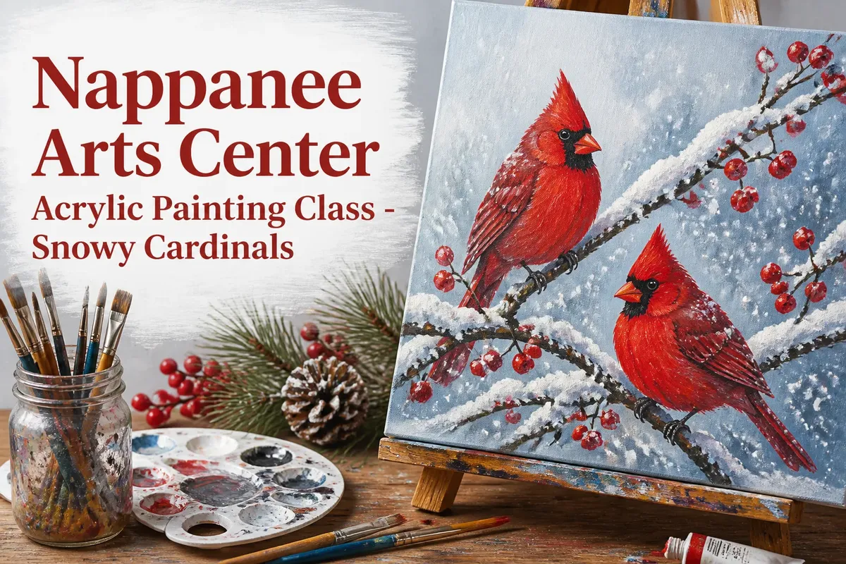 Nappanee Arts Center Acrylic Painting Class - Snowy Cardinals
