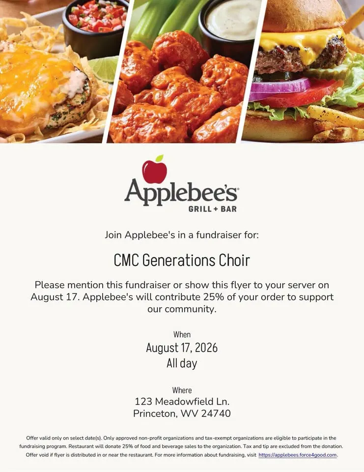 CMC Generations Choir Applebee's Fundraiser