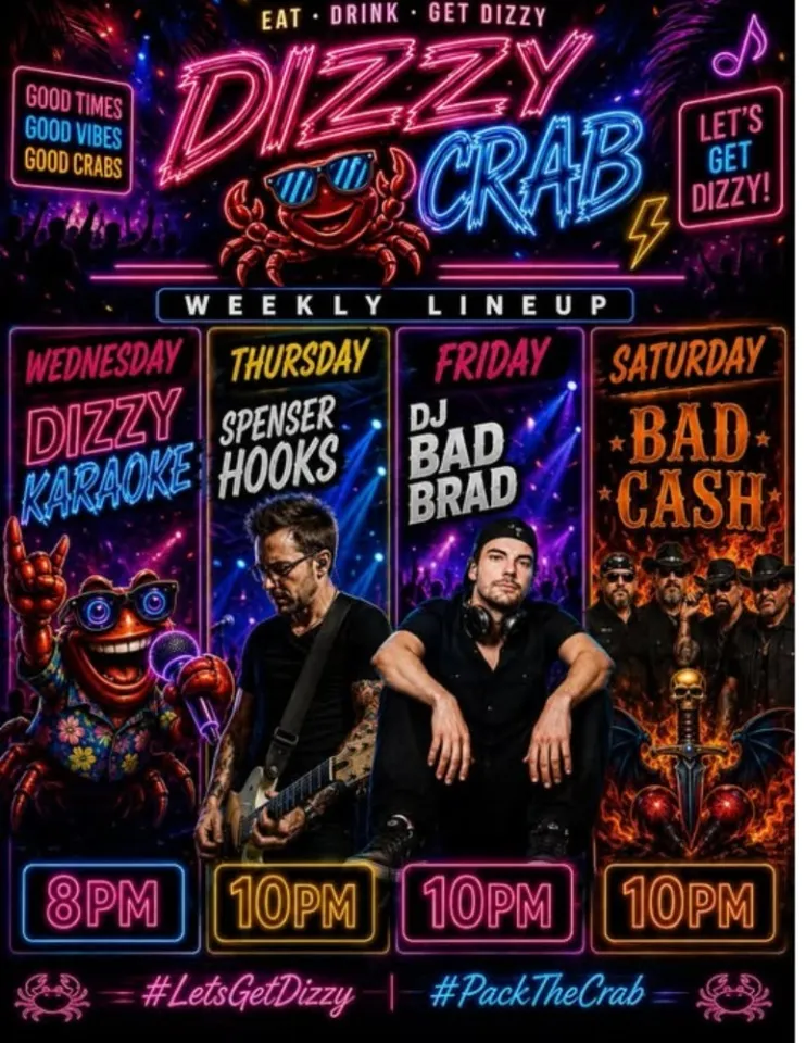 Weekly Lineup at Dizzy Crab