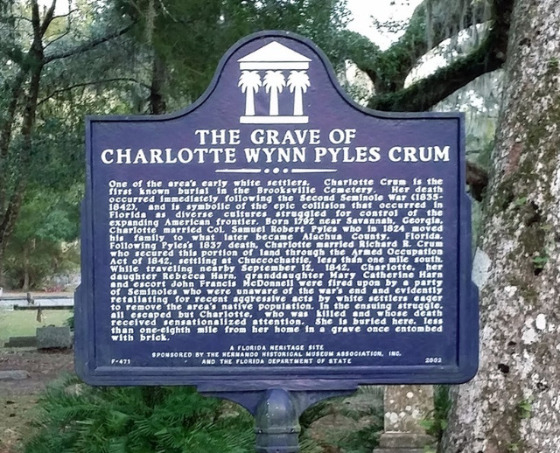 Grave of Charlotte Wynn Pyles Crum Historic Marker