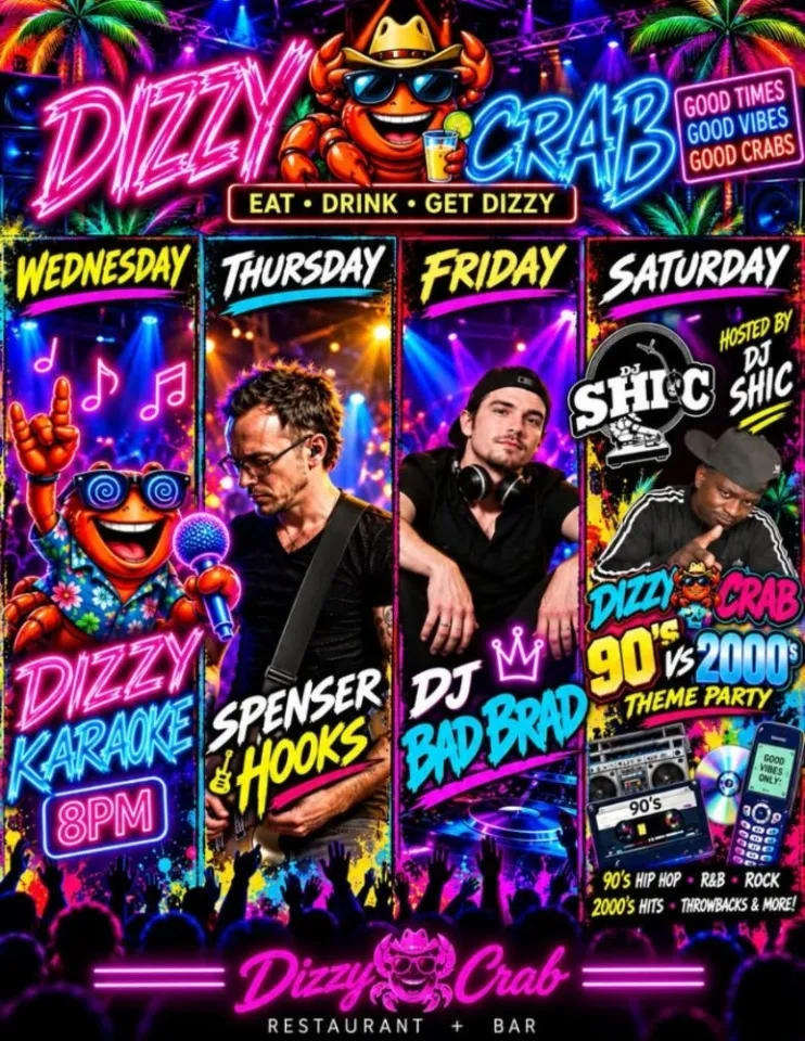 Weekly Lineup at Dizzy Crab
