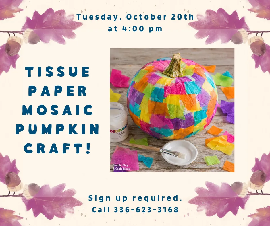 Tissue Paper Mosaic Pumpkin Craft
