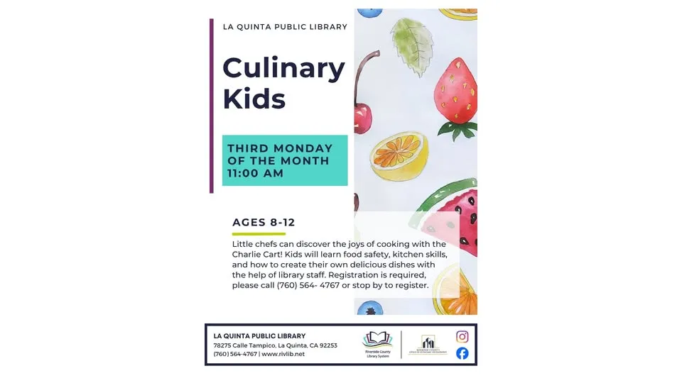 Single Place Template Culinary Kids | Ages 8-12 | Registration Required