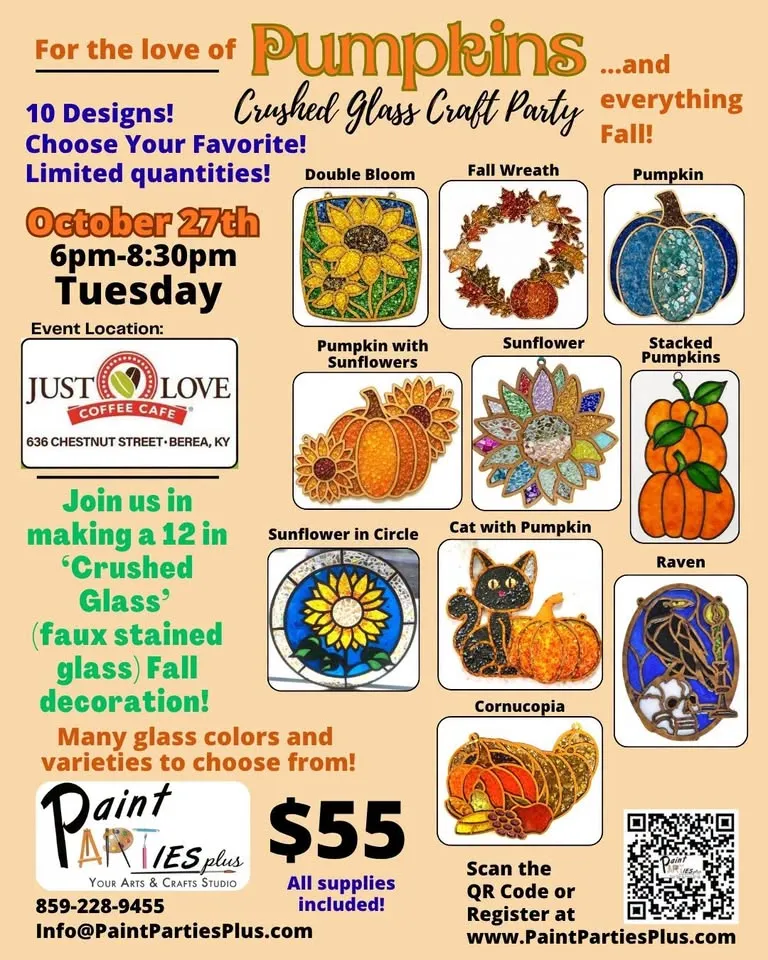 For the love of Pumpkins and everything Fall! Crushed Glass Craft Party