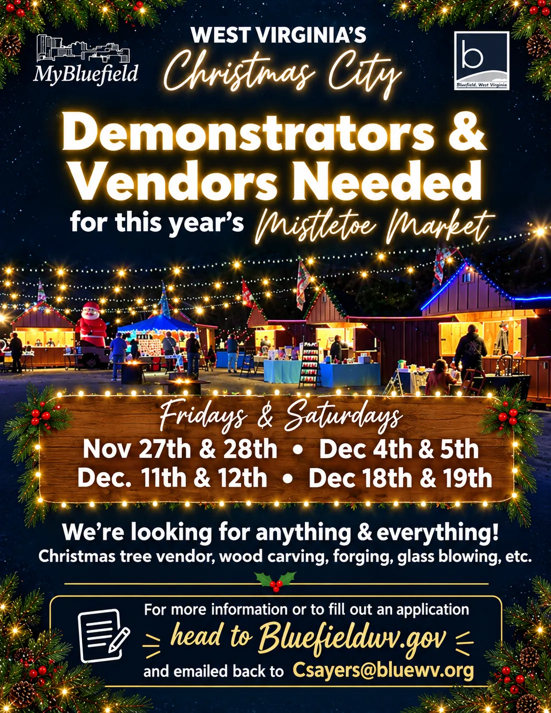 Vendors Needed Mistletoe Market Holiday of Lights 2026