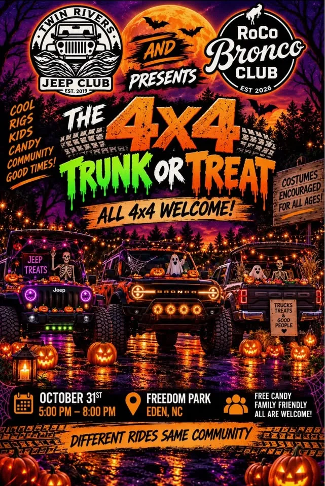Twin Rivers Jeep Club and RoCo Bronco Present "The 4x4 Trunk or Treat"