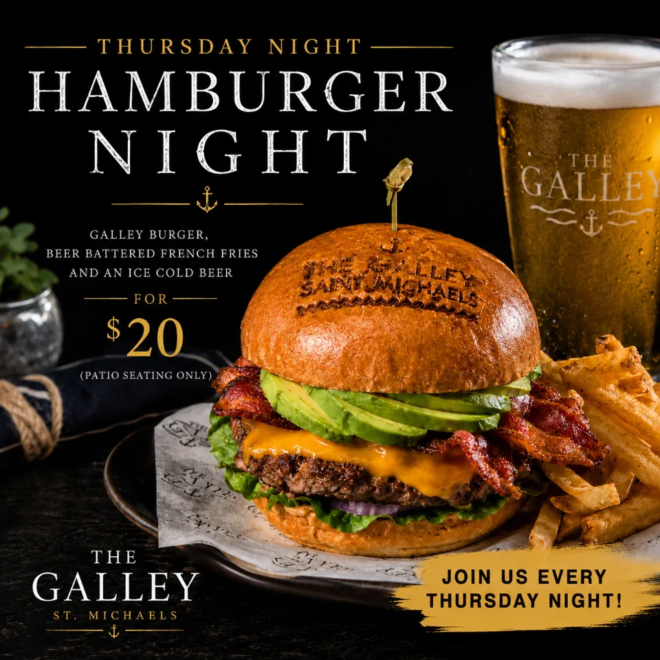 Thursday Night is Hamburger Night at The Galley