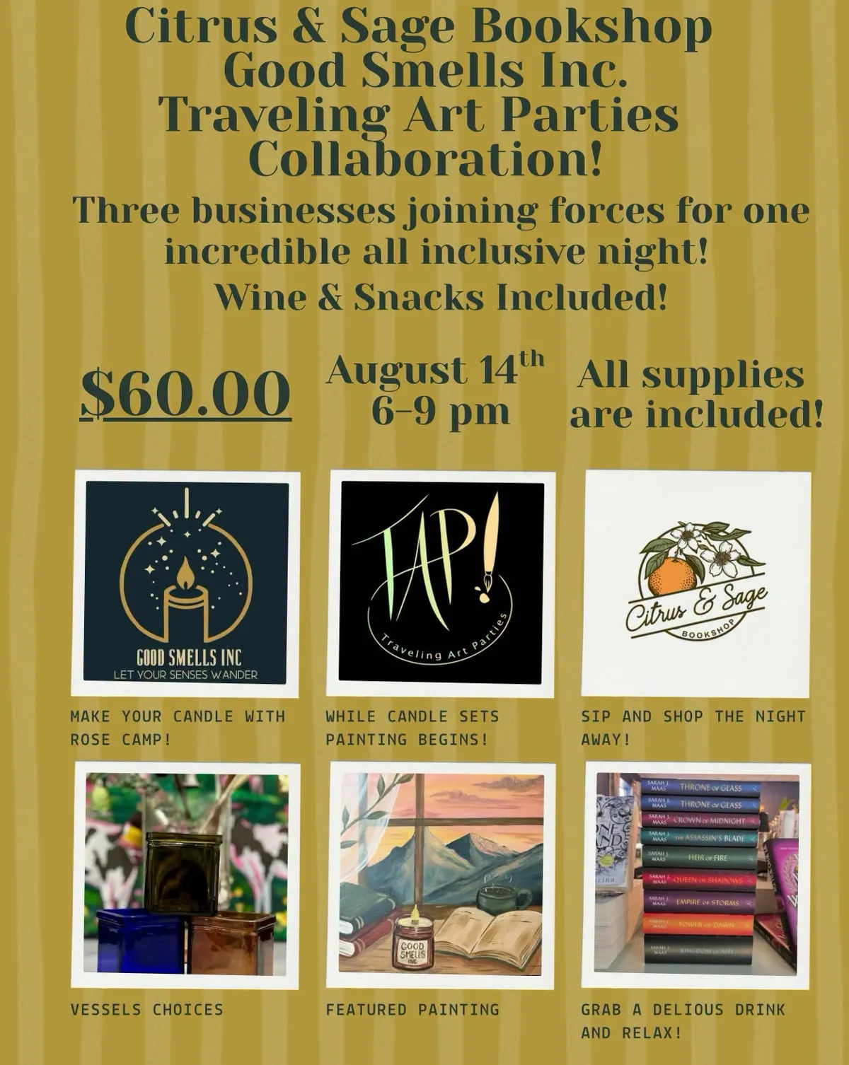 Citrus & Sage Bookshop Good Smells Inc. Traveling Art Parties Collaboration!