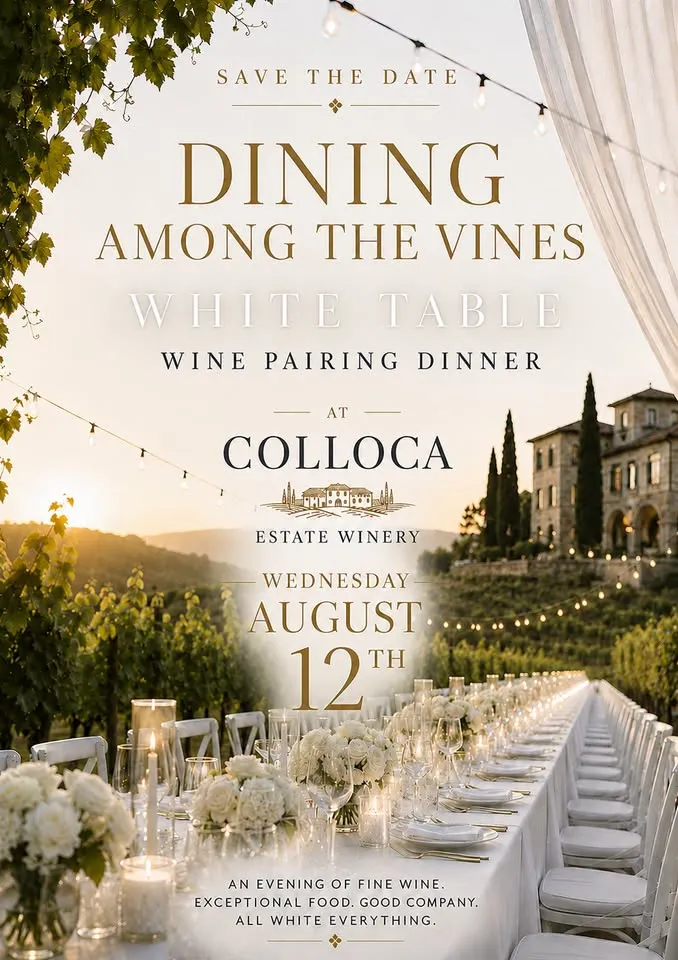 Single Event Dining Among the Vines dinner pairing at Collocas!