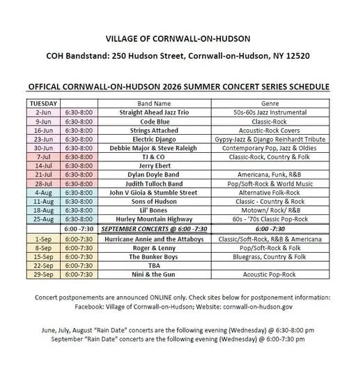 Cornwall-on-Hudson Summer Concert Series