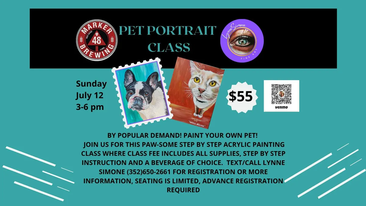 Pet Portraits! Summertime fun! Paint your own fur baby!