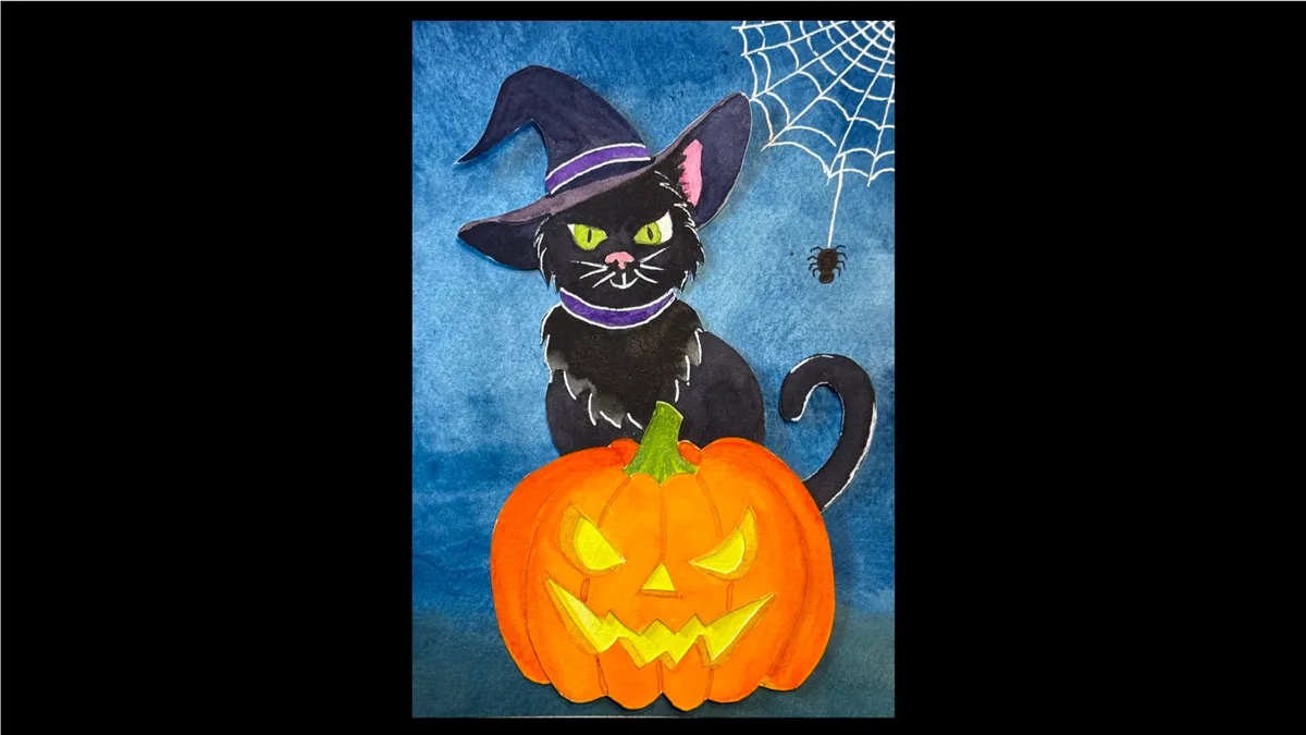 3-D Halloween Watercolor