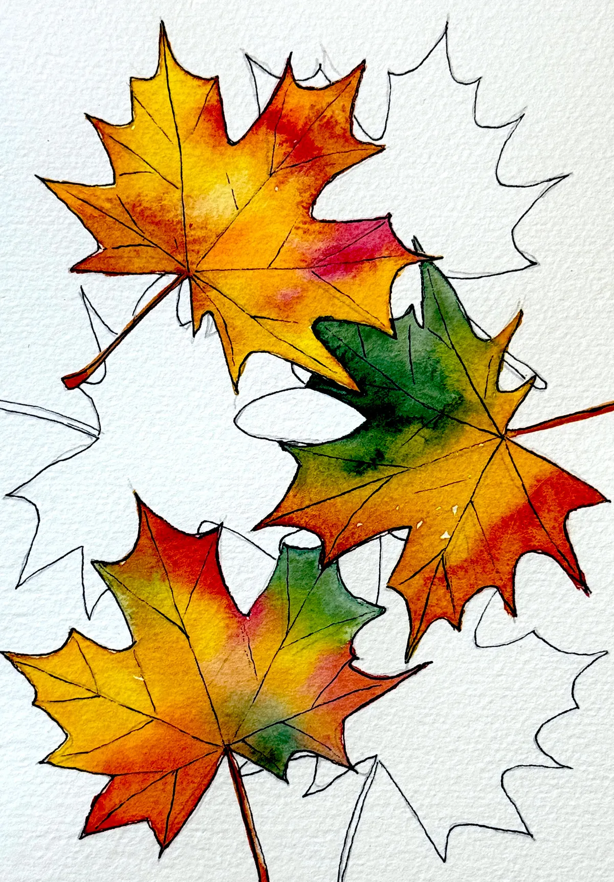 Fall Leaves - Watercolor