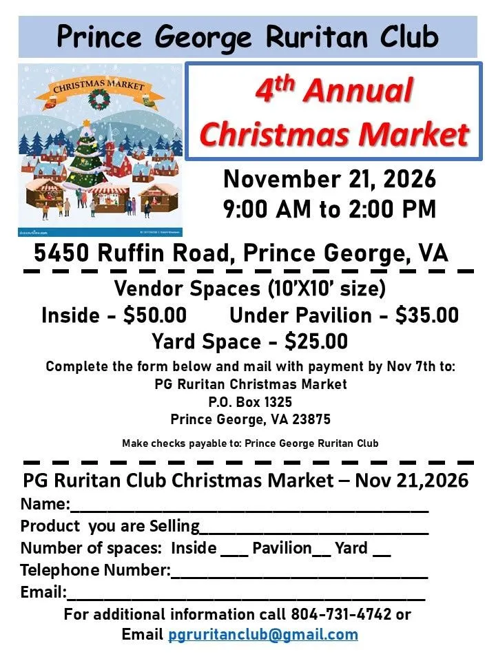 4th Annual PG Ruritan Club Christmas Market