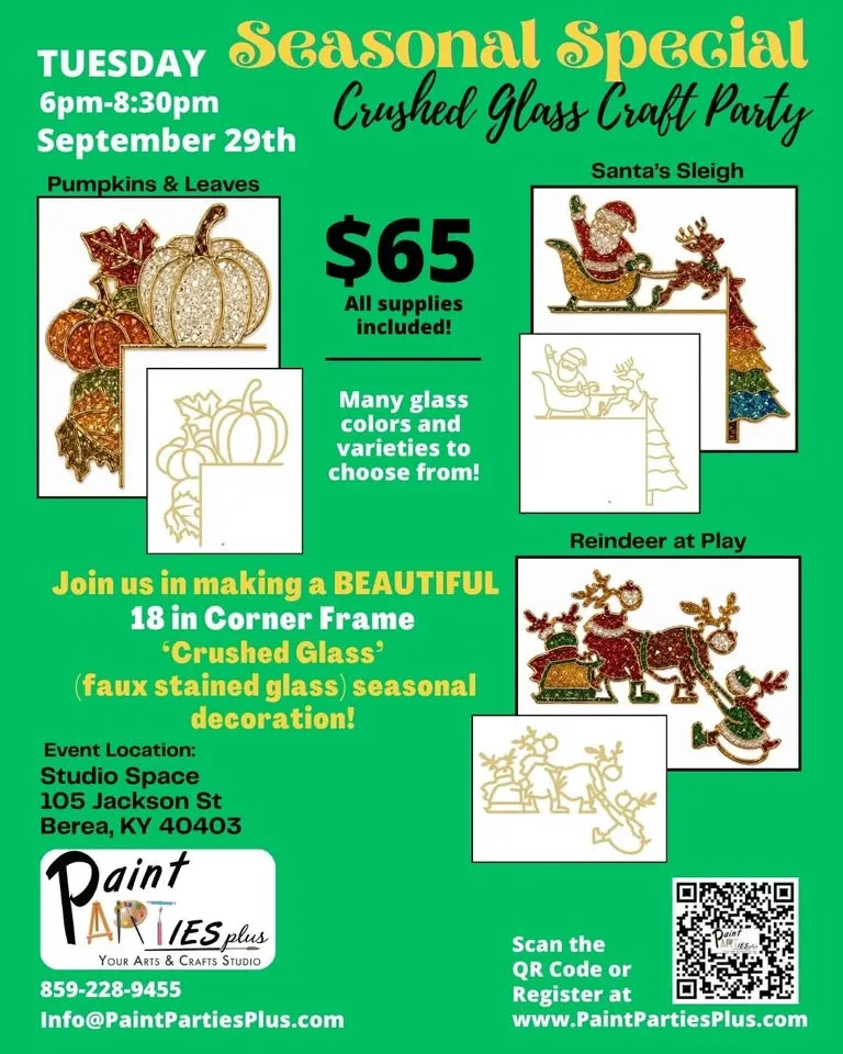 Seasonal Special Crushed Glass Craft Party - 18" Corner Frames