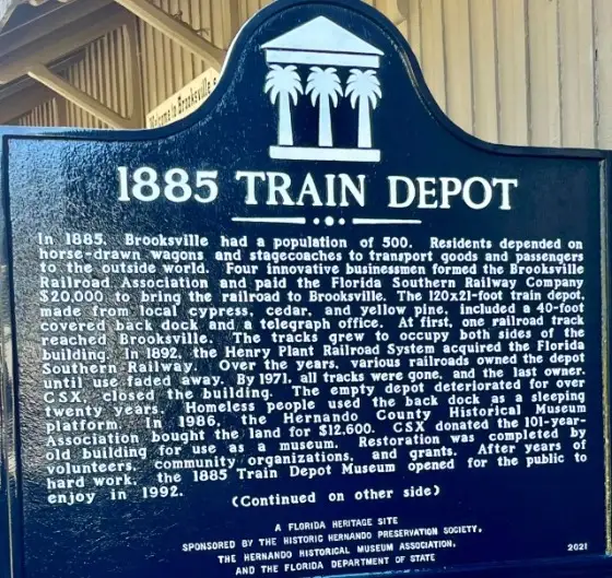 1885 Train Depot Historic Marker