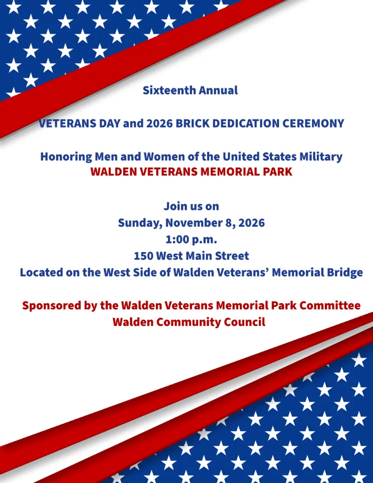 Veterans Day and 2026 Brick Dedication Ceremony in Walden