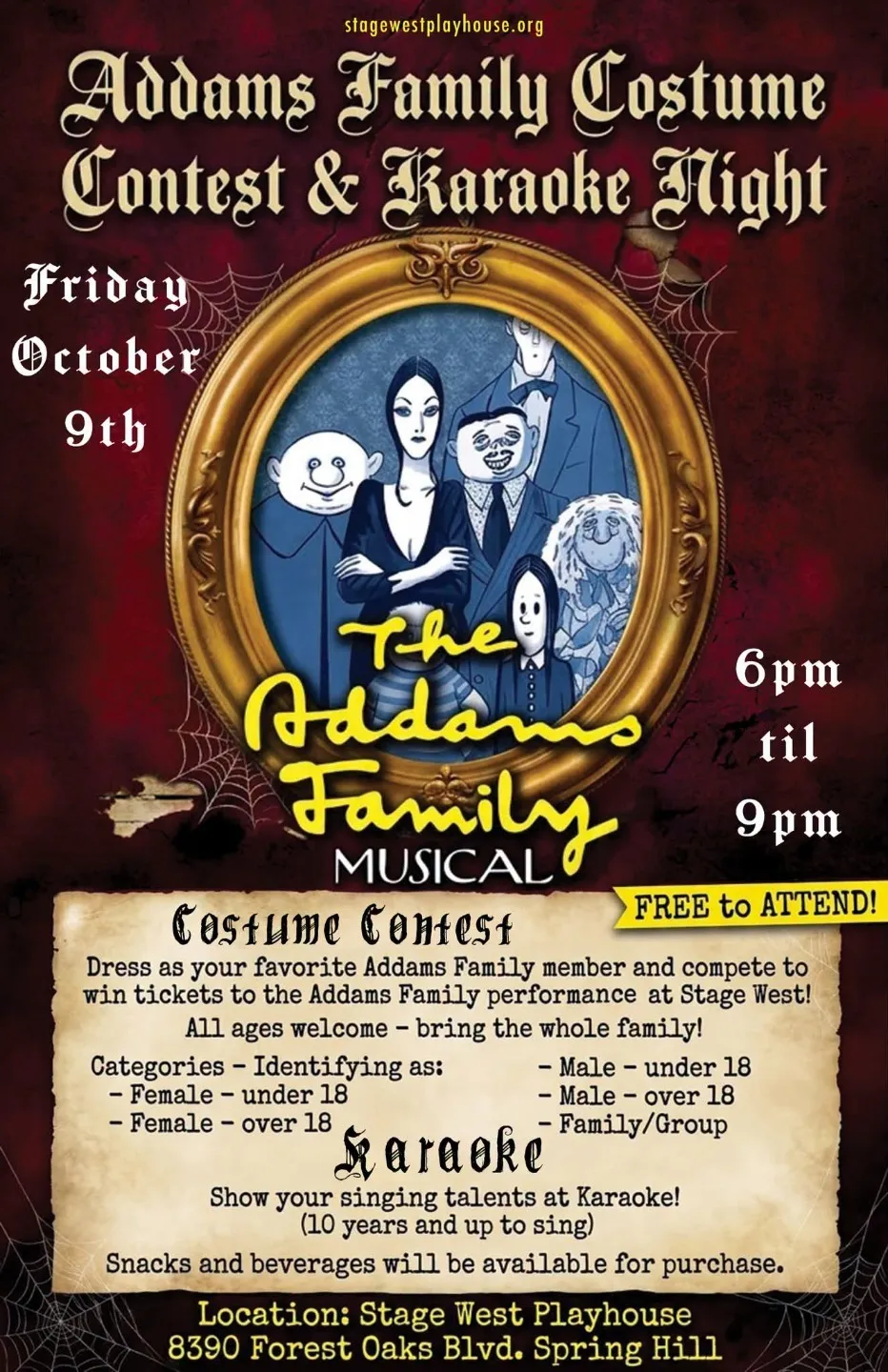 Addams Family Costume Contest and Karaoke Night