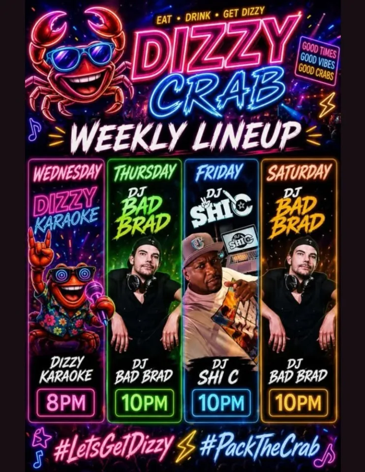 Weekly Lineup at Dizzy Crab