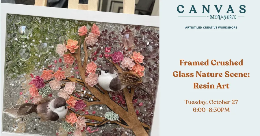 Framed Crushed Glass Nature Scene: Resin Art Workshop