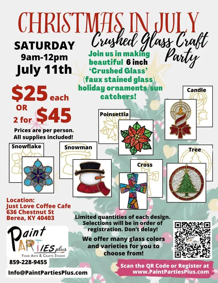 Christmas in July Crushed Glass Craft Party - NEW Date, Time & Location!