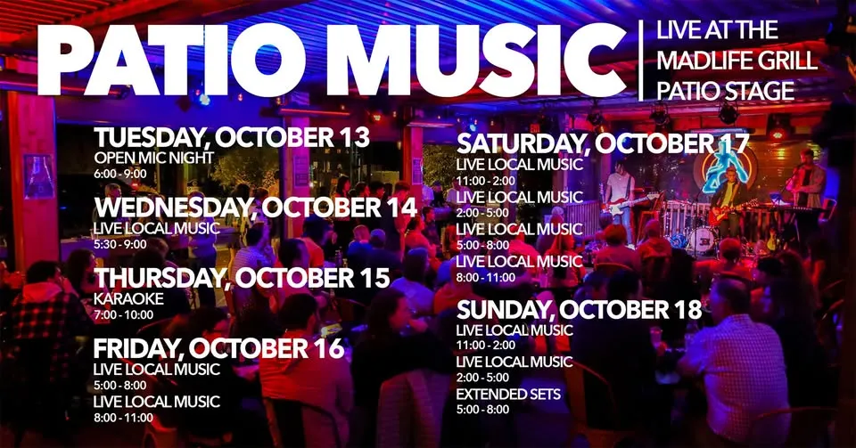 Patio Music — LIVE at the MadLife Grill Patio Stage — FREE EVENT