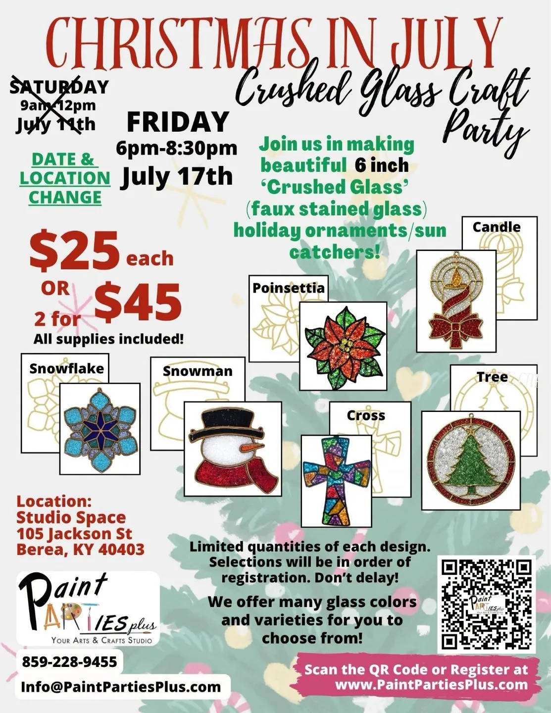 Christmas in July Crushed Glass Craft Party - NEW Date, Time & Location!