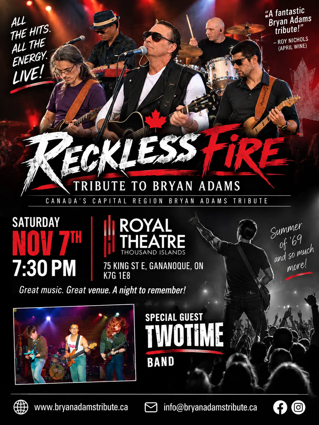 Reckless Fire – Canada’s Ultimate Bryan Adams Tribute Experience