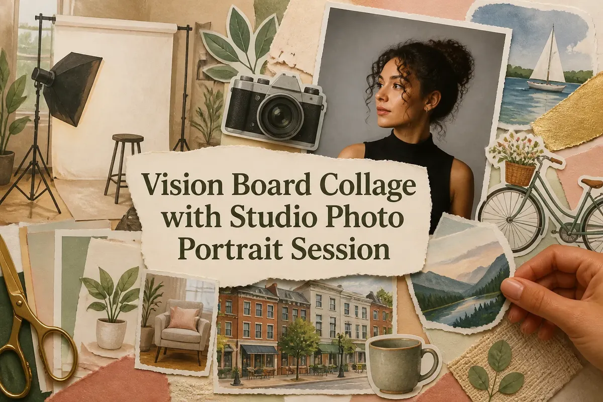 Vision Board Collage with Studio Photo Portrait Session