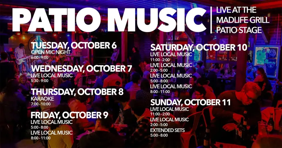 Patio Music — LIVE at the MadLife Grill Patio Stage — FREE EVENT