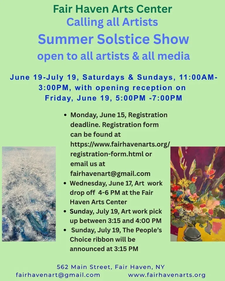 CALL FOR ENTRIES: Fair Haven Arts Center – Summer Solstice Show