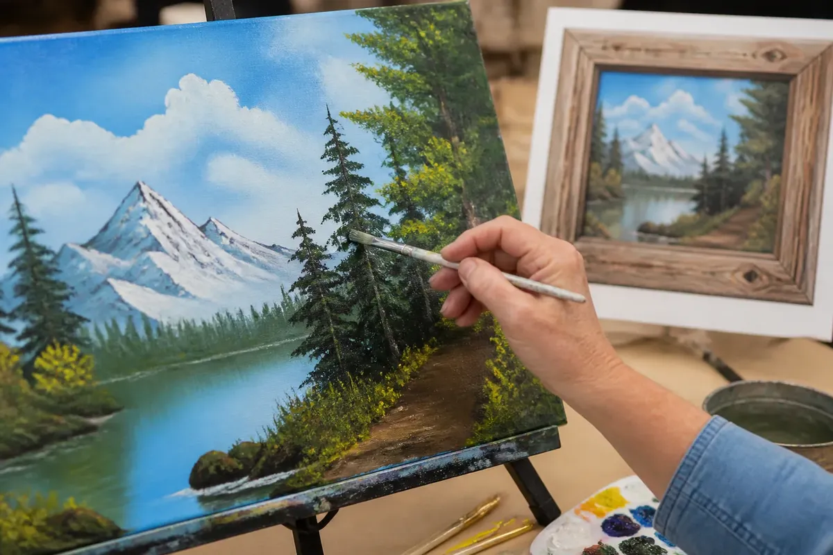 Nappanee Arts Center Bob Ross Oil Painting Class- The Wood Frame