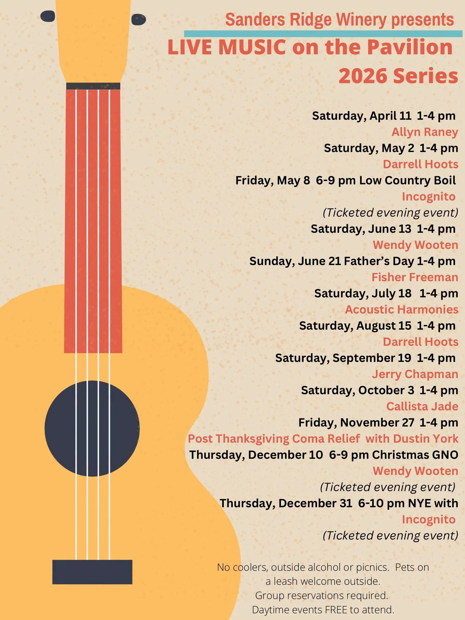 Live Music on the Pavilion at Sanders Ridge Winery