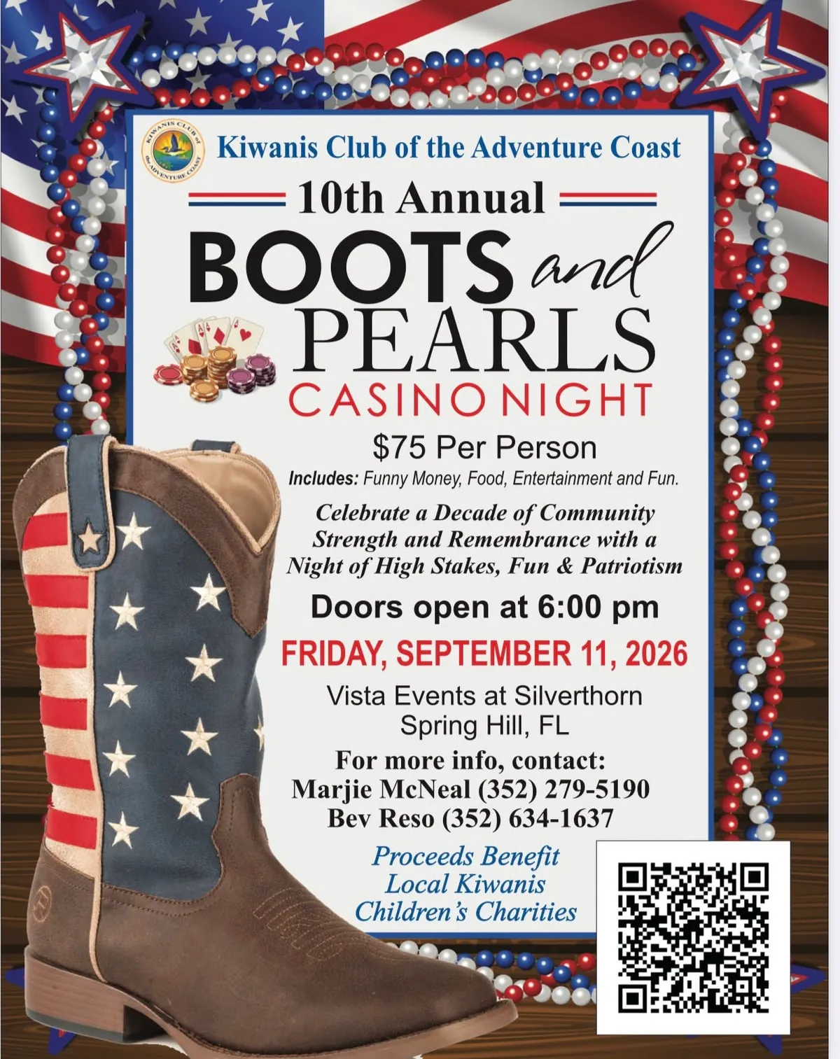 10th Annual Kiwanis of the Adventure Coast Boots and Pearls Casino Night