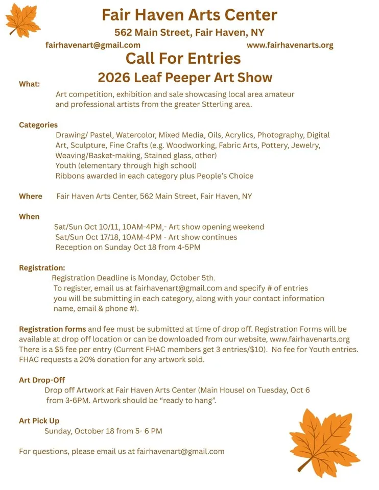 Call for Entries - Leaf Peeper Art Show