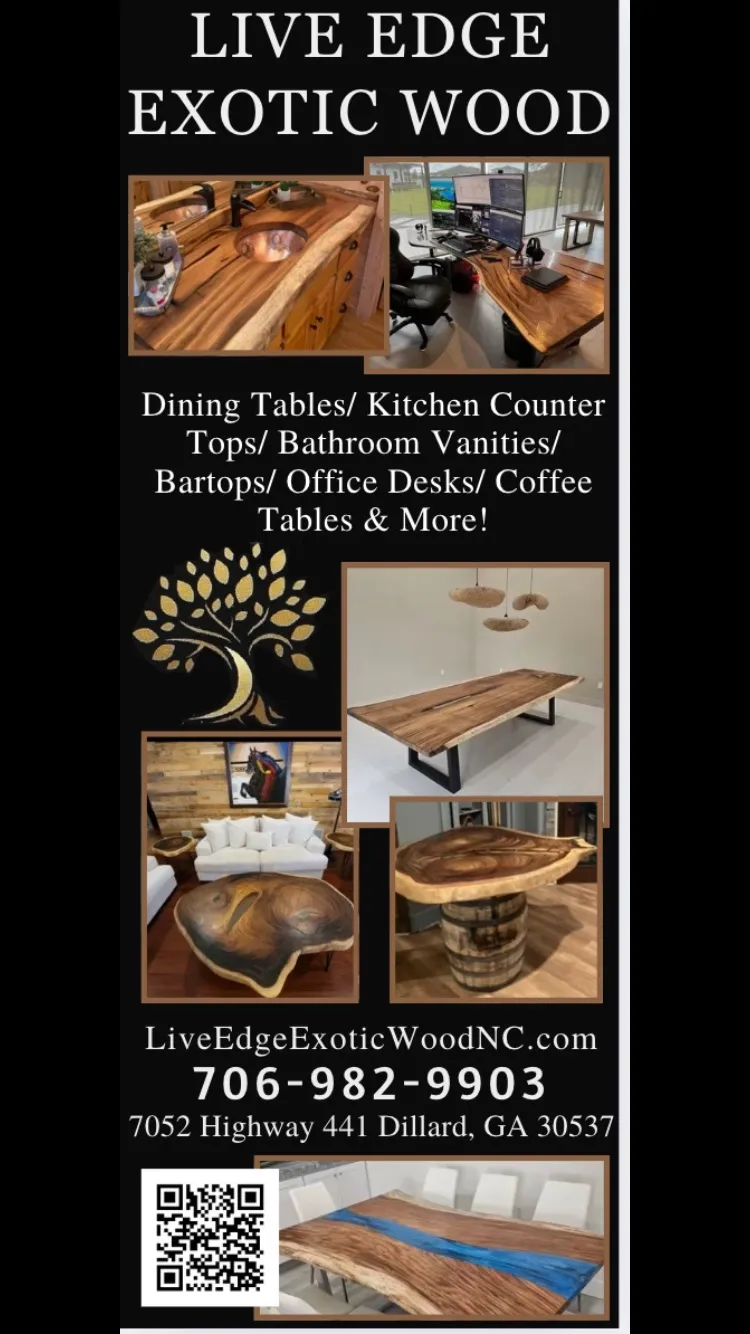 Live edge exotic wood NC