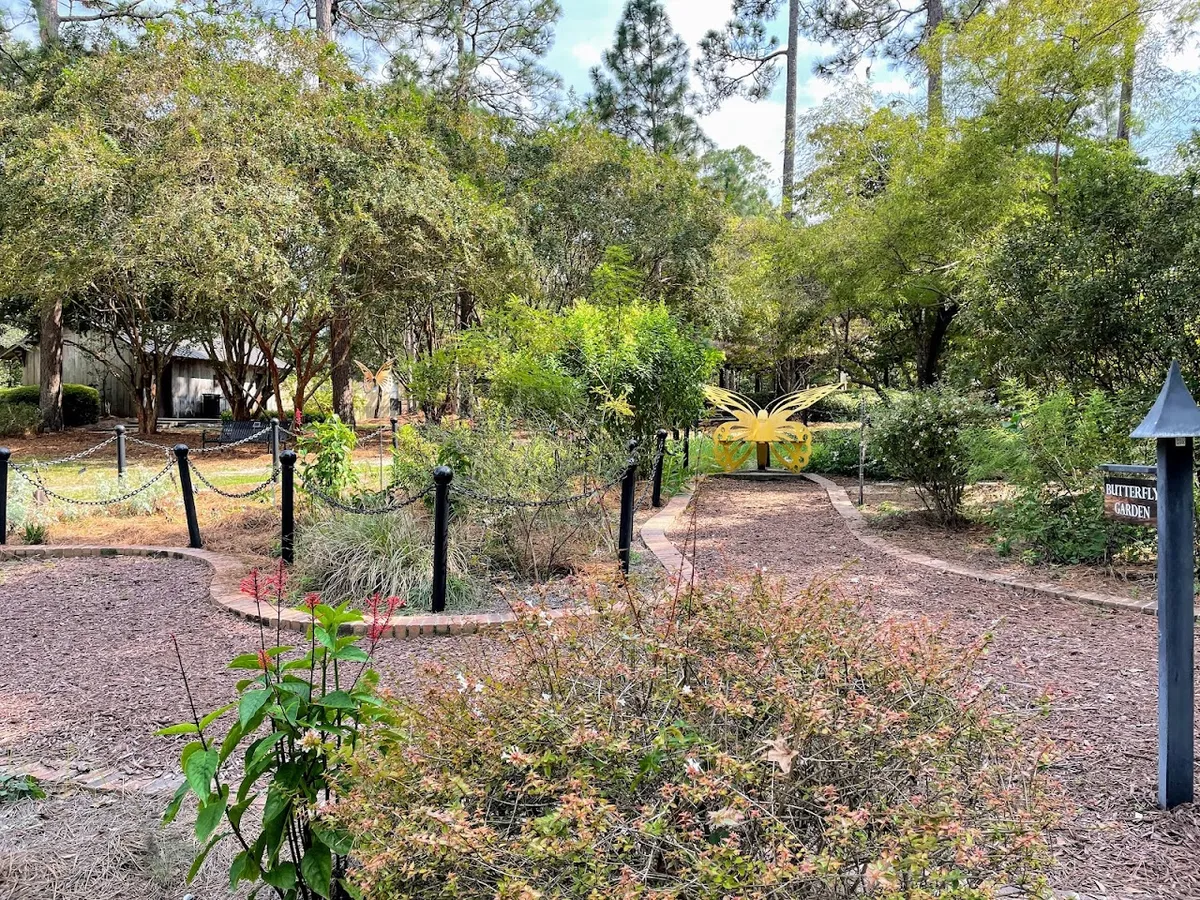 Butterfly Garden area inside Swan Lake Iris Gardens