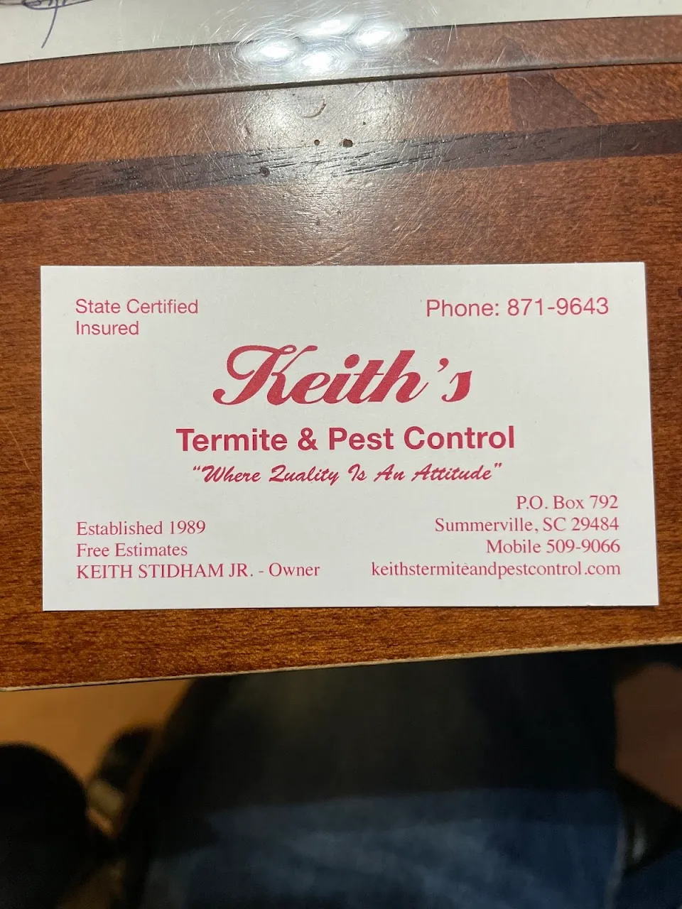 Keith's Termite & Pest Control LLC