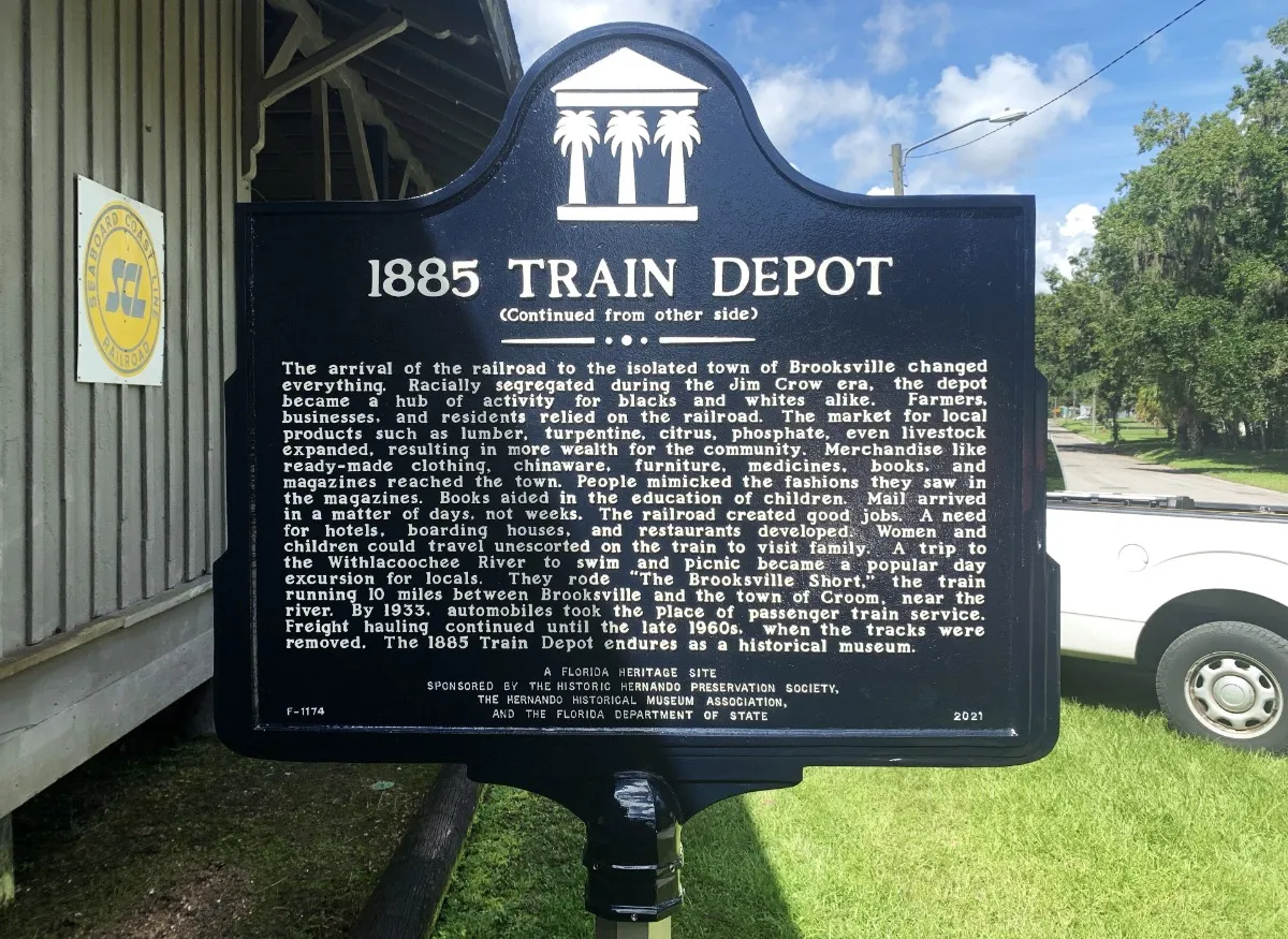 1885 Train Depot Historic Marker